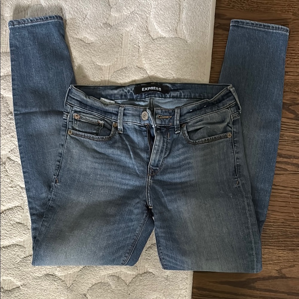 Express Blue Skinny Jeans with Tapered Fit